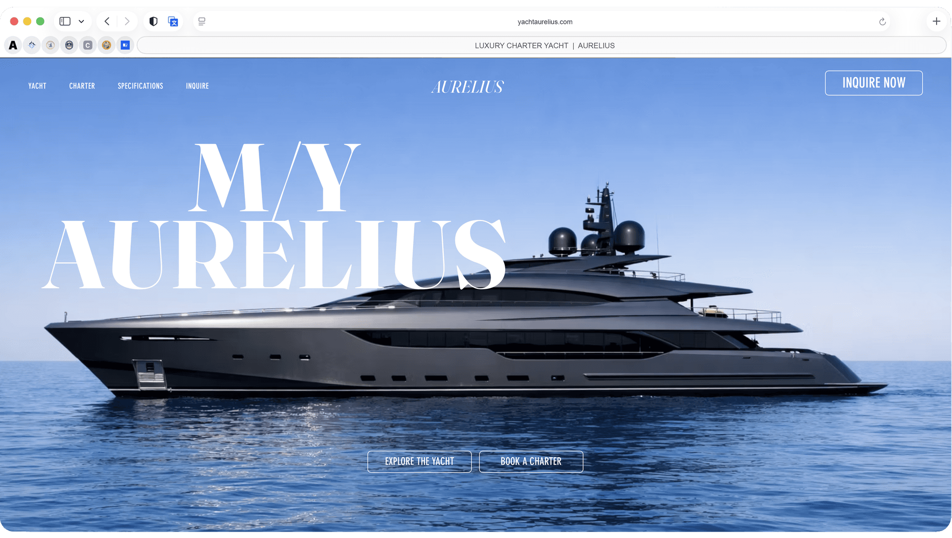 HELM platform example — cinematic yacht website A