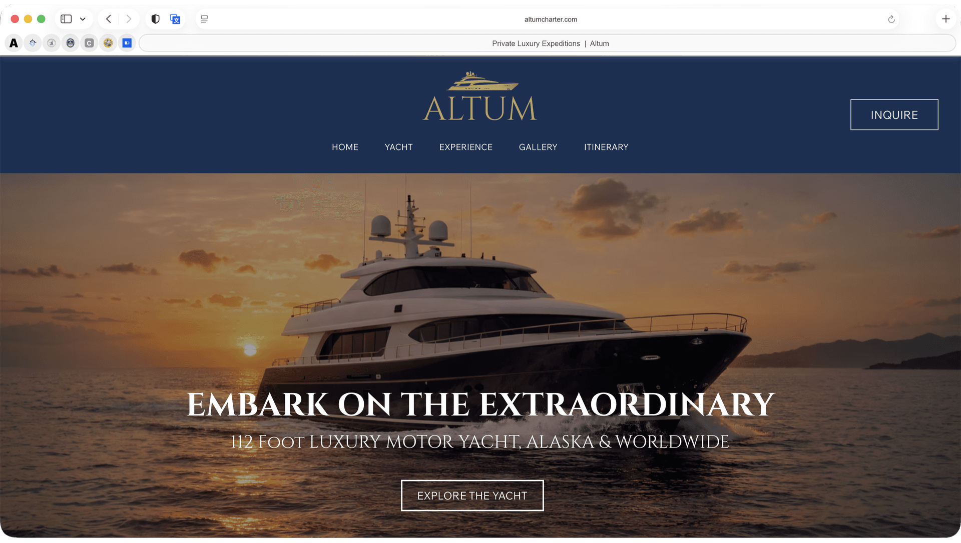 HELM platform example — custom yacht website C